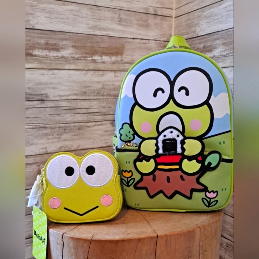 Keroppi Mini Backpack and matching Wallet - Hello Kitty and friends